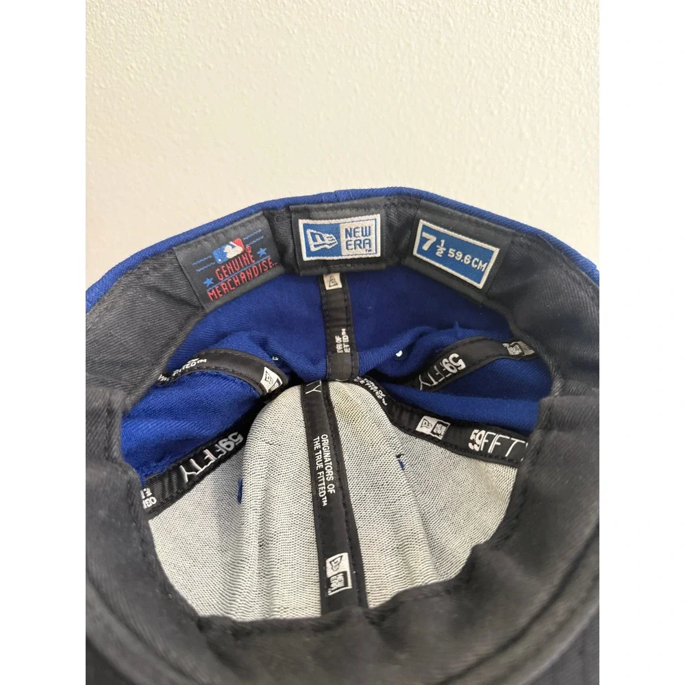 New Era 59FIFTY Los Angeles Dodgers Fitted Hat Blue Orange Size 7 1/2 MLB Cap
